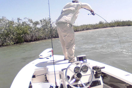 Snook  & Red's  on a windy day in  Upper Key Largo  JoeyFlatsFishing.com 2014